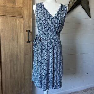 41Hawthorn Blue Patterned Wrap Dress Sz L
